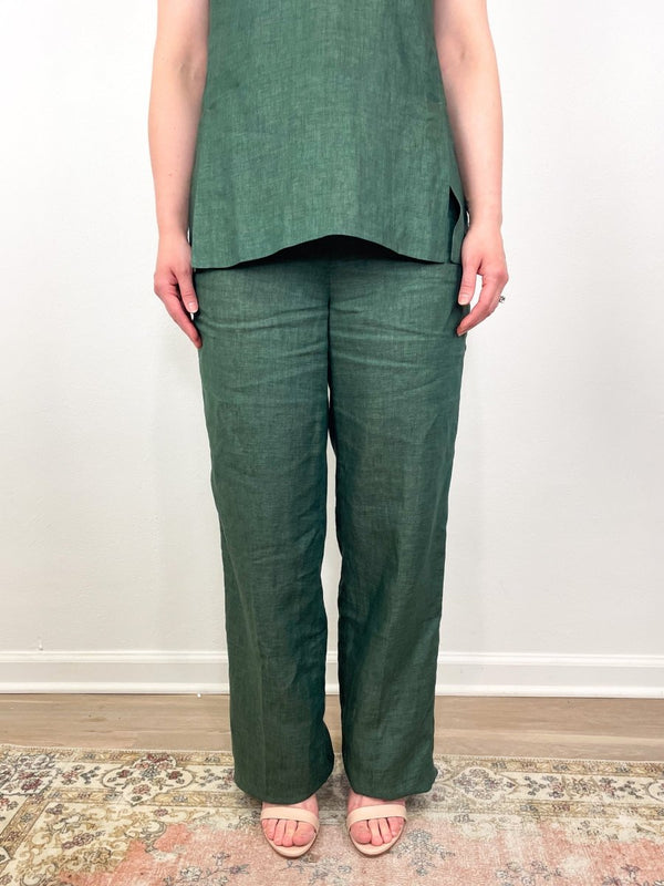 Maureen Pant in Safari Green Sahara Linen - The Shoe Hive
