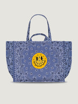 Maxi Cabas Matelassé Happy Face in All Chambray - The Shoe Hive