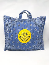 Maxi Cabas Matelassé Happy Face in All Chambray - The Shoe Hive