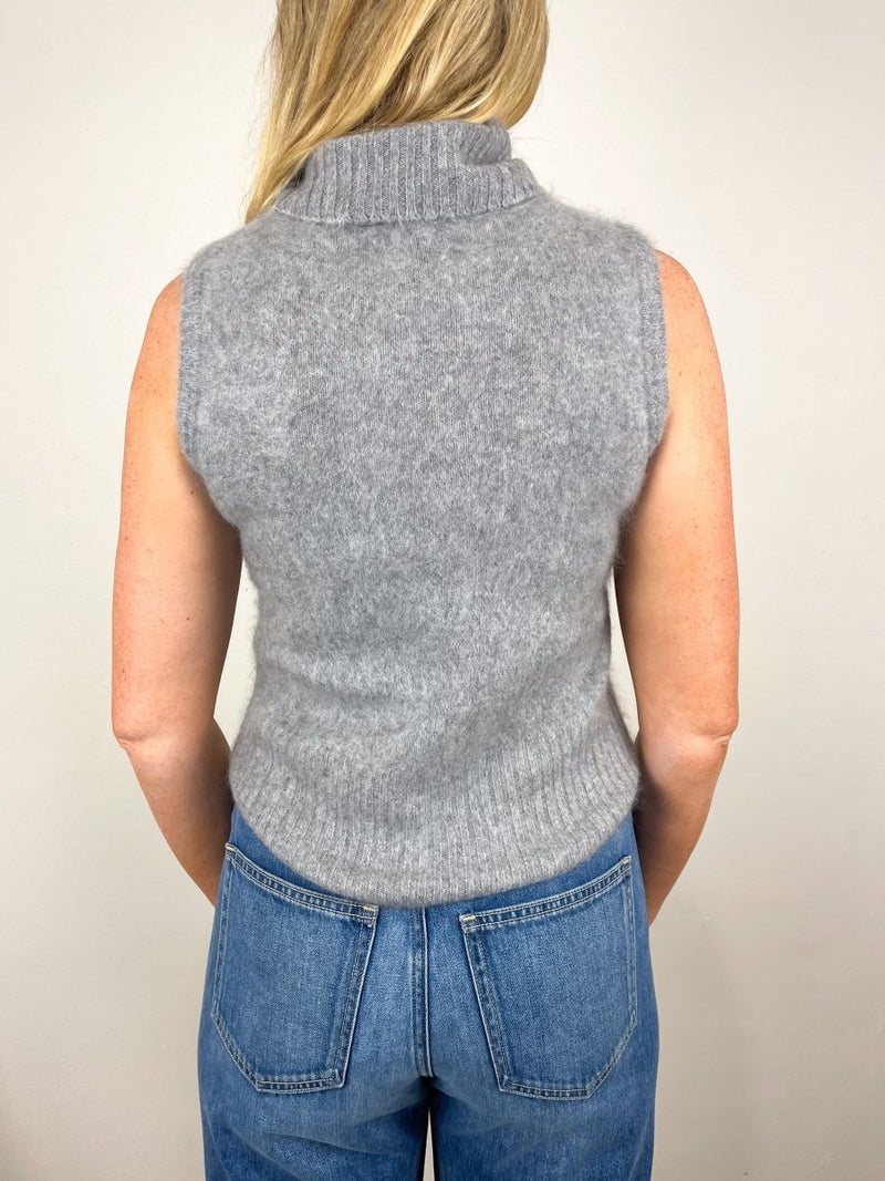 Mazzy Brushed Cashmere Shell in Heather Grey - The Shoe Hive