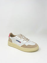 Medalist Low Sneakers Leather Suede in White/Tea Rose - The Shoe Hive