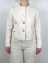 Meg Jacket in Natural Stretch Denim - The Shoe Hive