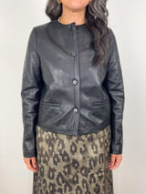 Megan Cardigan Jacket in Black Leather - The Shoe Hive