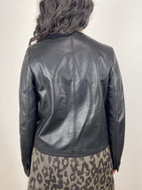 Megan Cardigan Jacket in Black Leather - The Shoe Hive