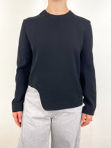 Melee Crepe Long Sleeve Cropped Top in Black - The Shoe Hive