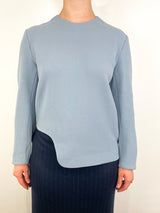 Melee Crepe Long Sleeve Cropped Top in Light Blue - The Shoe Hive