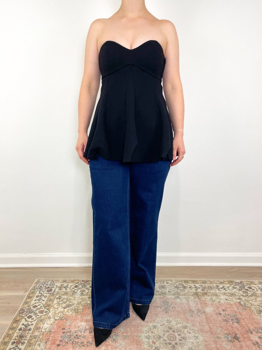 Melee Crepe Strapless Top in Black exclusive at The Shoe Hive