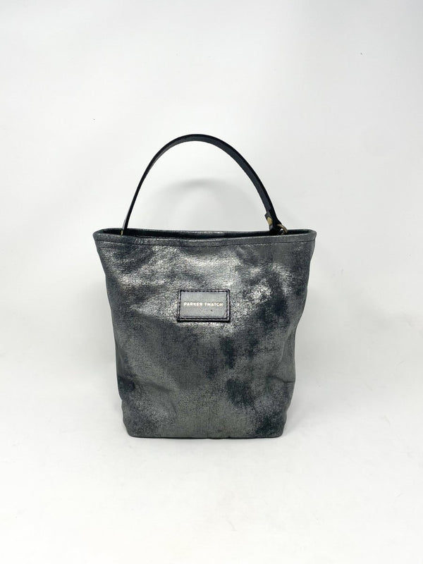 Micro Jane Slouch Bag in Leather Distressed Silver - The Shoe Hive