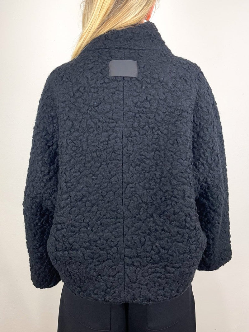 Milan Stand Collar Blouson in Black - The Shoe Hive