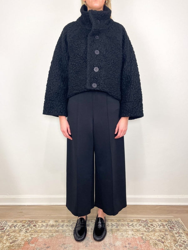 Milan Stand Collar Blouson in Black - The Shoe Hive