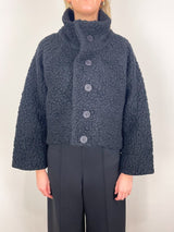 Milan Stand Collar Blouson in Black - The Shoe Hive