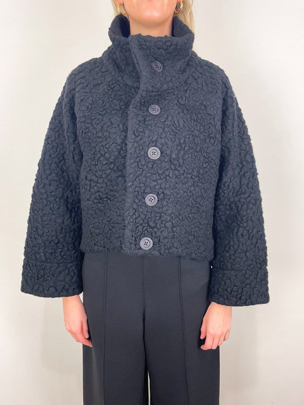 Milan Stand Collar Blouson in Black - The Shoe Hive