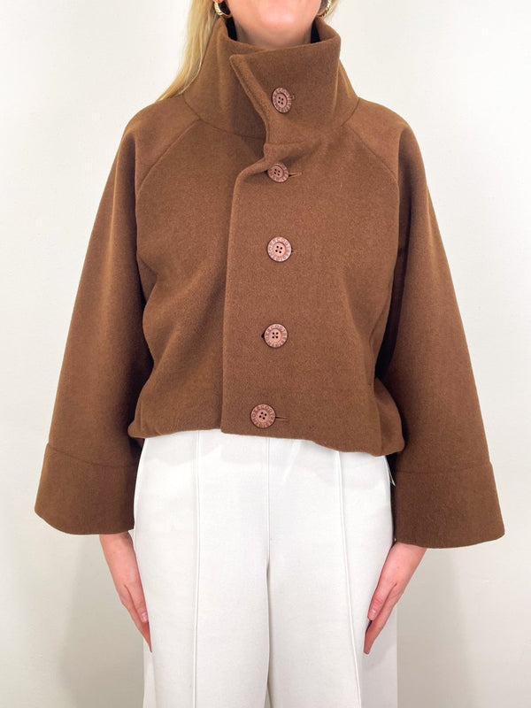 Milan Stand Collar Blouson in Marron - The Shoe Hive