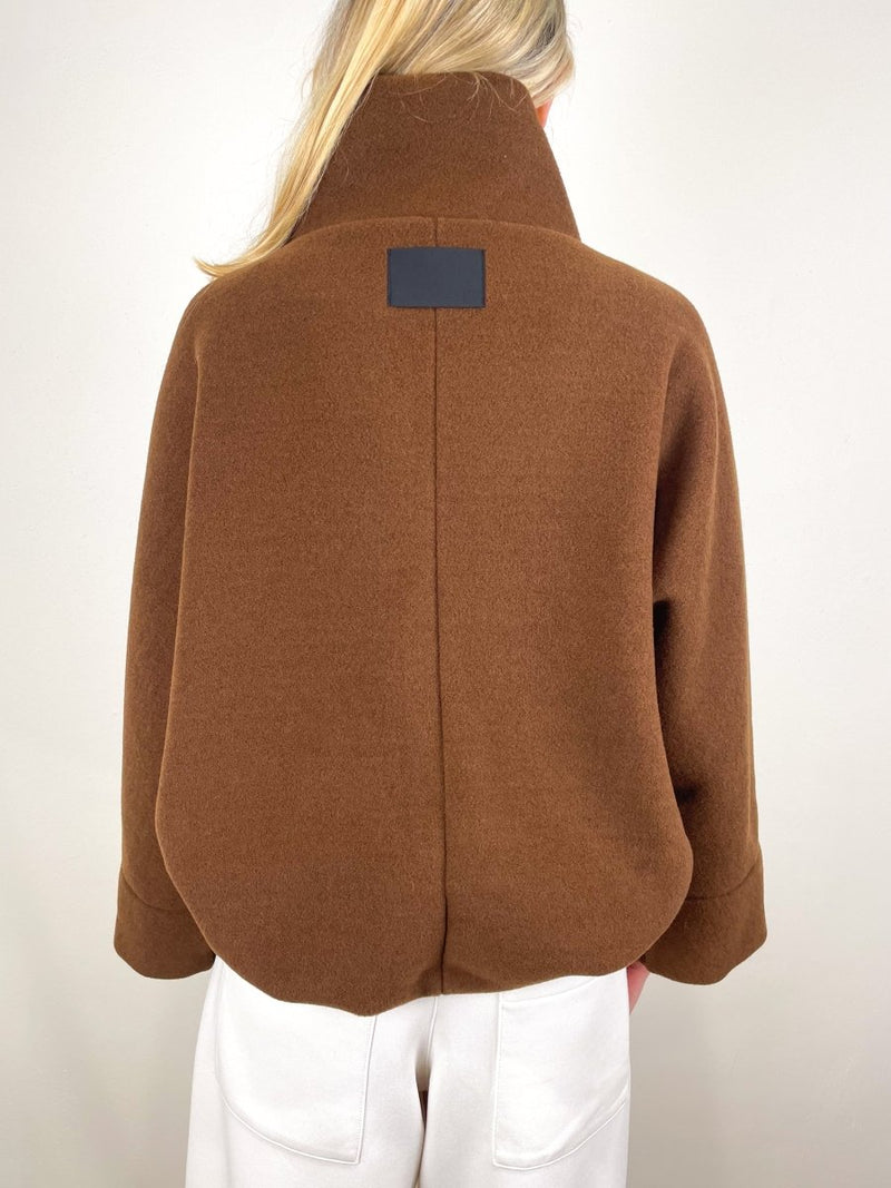 Milan Stand Collar Blouson in Marron - The Shoe Hive