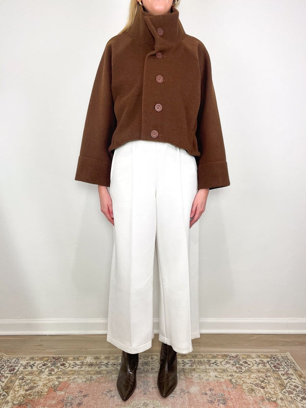 Milan Stand Collar Blouson in Marron - The Shoe Hive