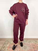 Miles Oversized Sweatshirt Letterman in Dark Burgundy - The Shoe Hive