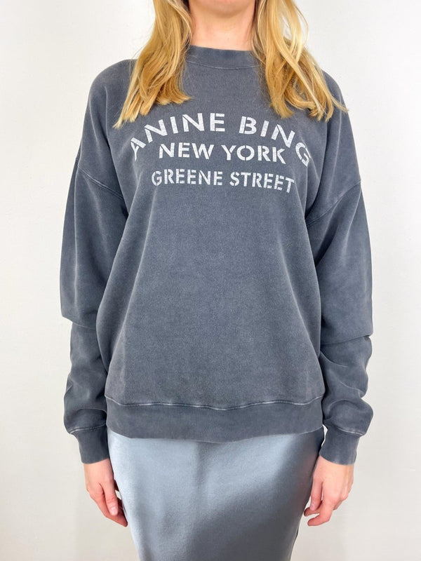 Miles Sweatshirt NY in Washed Black - The Shoe Hive