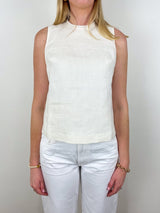 Mimi Top in White Linen Hopsack - The Shoe Hive