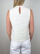 Mimi Top in White Linen Hopsack - The Shoe Hive