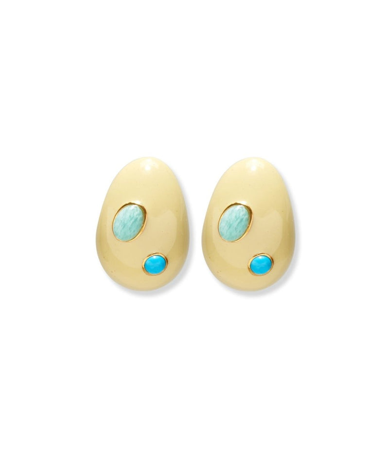 Mini Arp Earrings in Studded Cream Ivory - The Shoe Hive