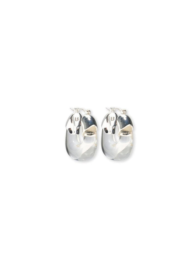 Mini Organic Hoops in Silver and Clear - The Shoe Hive