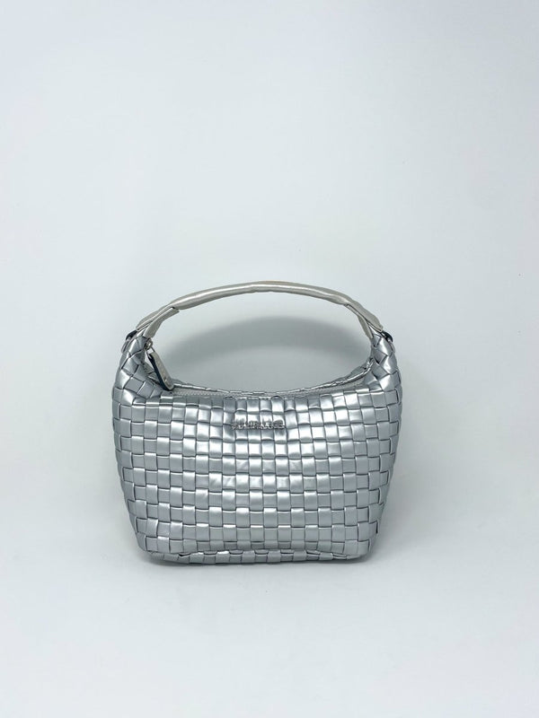 Mini Woven Hobo in Matte Silver - The Shoe Hive