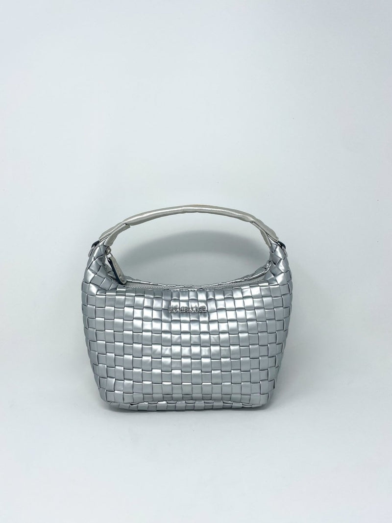 Mini Woven Hobo in Matte Silver - The Shoe Hive