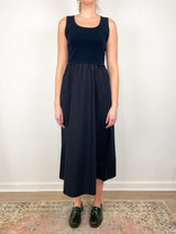 Mixed Media Scoop Neck Dress in Black - The Shoe Hive