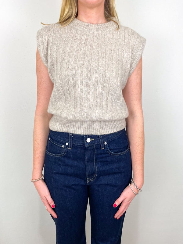 Mock Neck Sleeveless Sweater in Marble Melange - The Shoe Hive