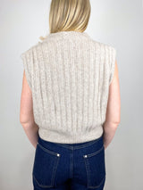 Mock Neck Sleeveless Sweater in Marble Melange - The Shoe Hive