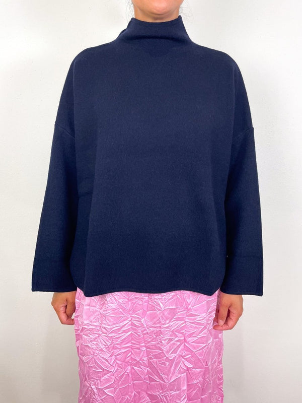 Mock Neck Sweater in Deep Night - The Shoe Hive