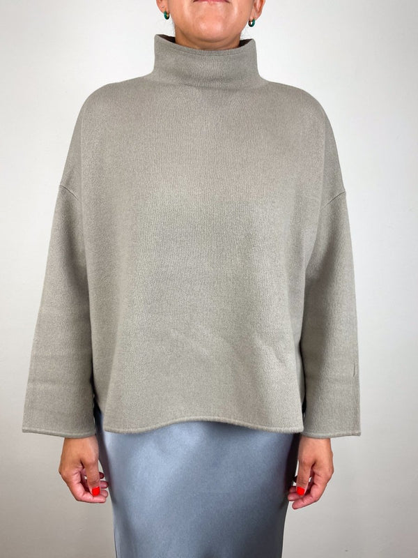 Mockneck Sweater in Limestone - The Shoe Hive