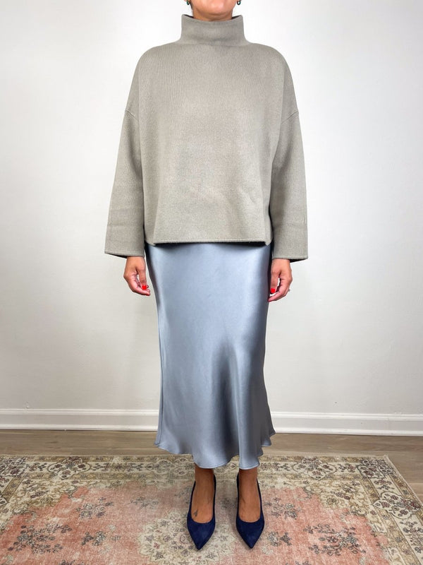 Mockneck Sweater in Limestone - The Shoe Hive