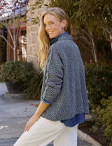 Montecito Pullover Sweater in Grey White Navy - The Shoe Hive