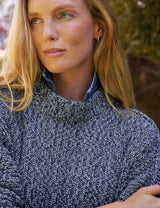 Montecito Pullover Sweater in Grey White Navy - The Shoe Hive