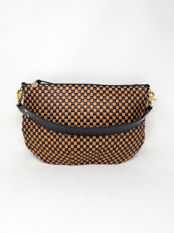 Moyen Messenger in Black & Natural Woven Checker - The Shoe Hive