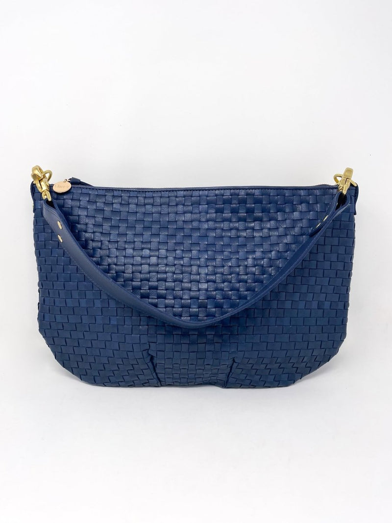 Moyen Messenger in Bleu Marine Woven Checker - The Shoe Hive