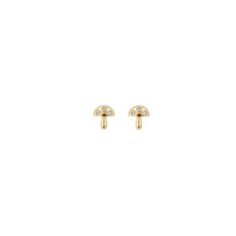 Mushroom Crystal Stud Earrings - The Shoe Hive