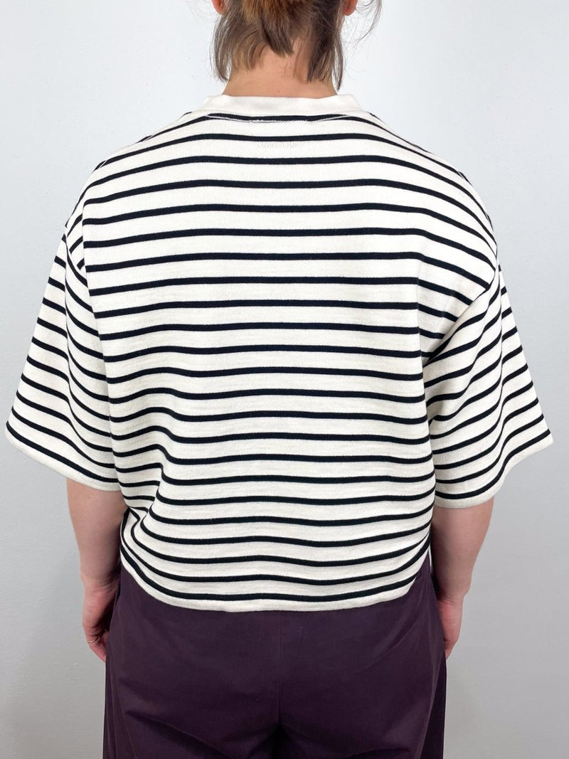 Myers Cropped Tee in Black/White Stripe - The Shoe Hive