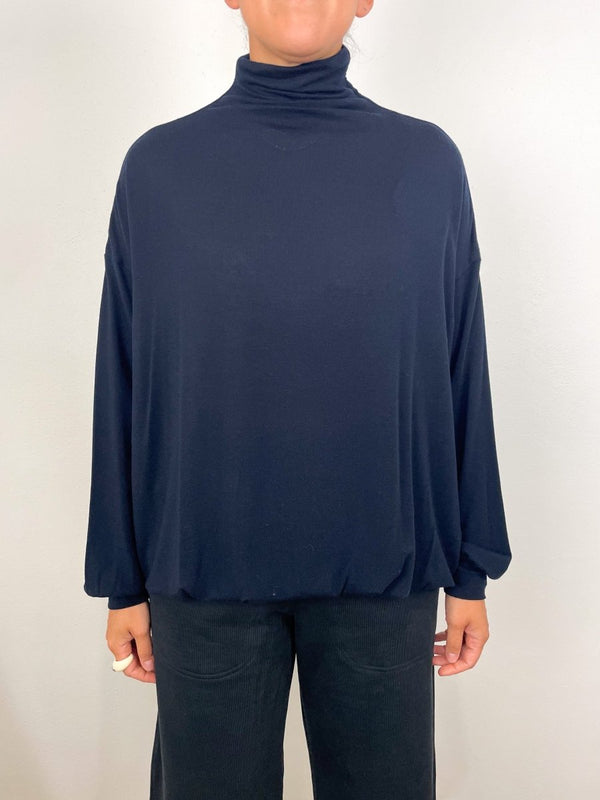Myra Narrow Sleeve High Neck by Navy - The Shoe Hive