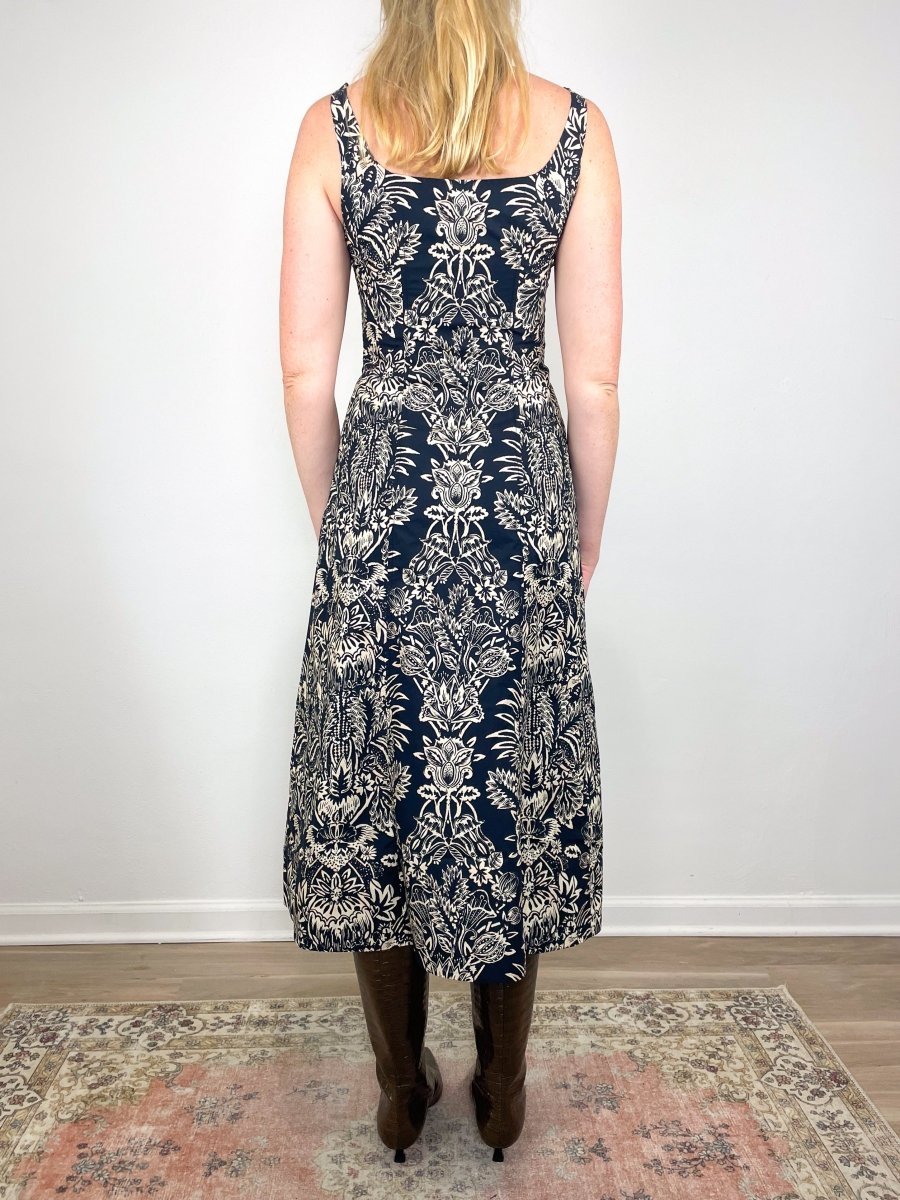 tank a line dress Natali Tank A-Line Dress in Noir Flora