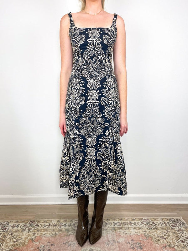 Natali Tank A - Line Dress in Noir Flora - The Shoe Hive