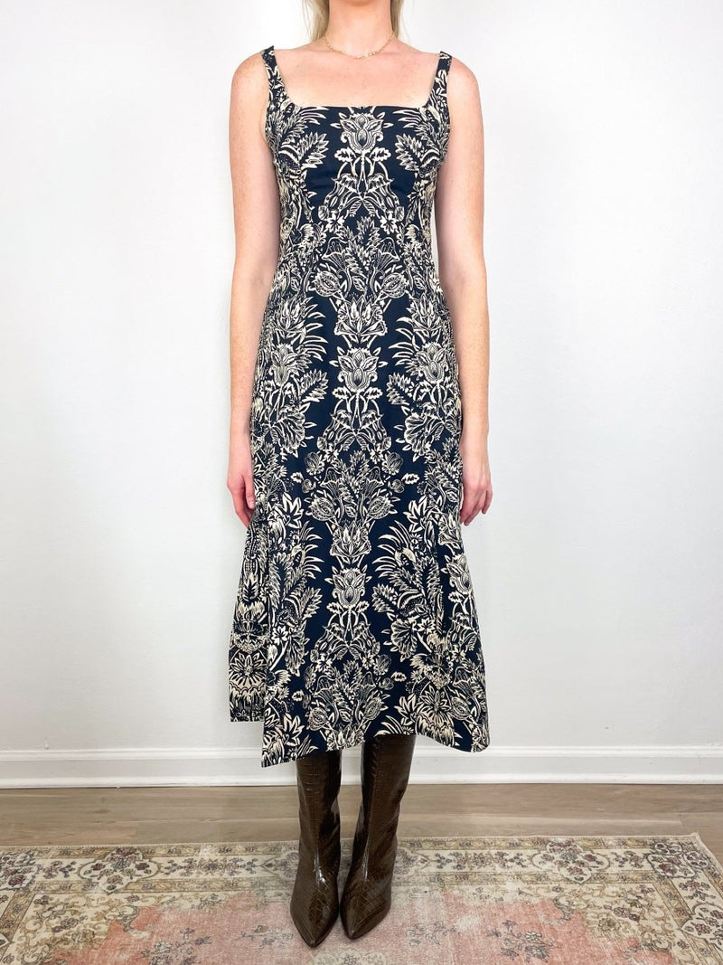 Natali Tank A - Line Dress in Noir Flora - The Shoe Hive