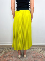 Nessa Accordion Pleat Skirt in Atomic Yellow - The Shoe Hive