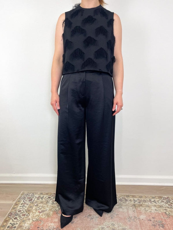 Neve Mid Waisted Wide Leg Pant in Black - The Shoe Hive