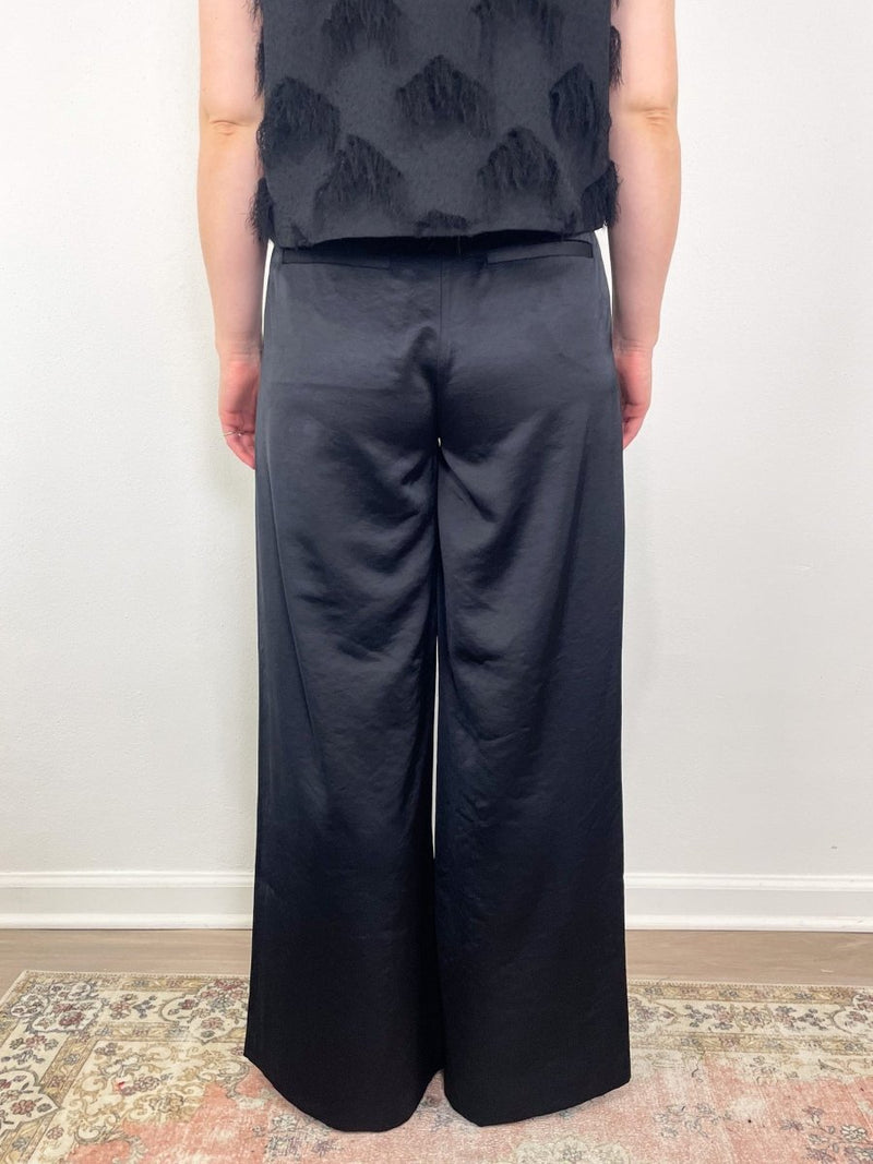 Neve Mid Waisted Wide Leg Pant in Black - The Shoe Hive