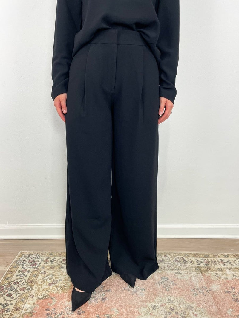 Neve Trouser in Black Crepe - The Shoe Hive