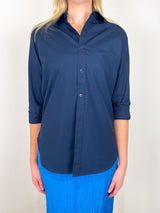 New Shirting Charlie Mens Slim Shirt in Navy - The Shoe Hive