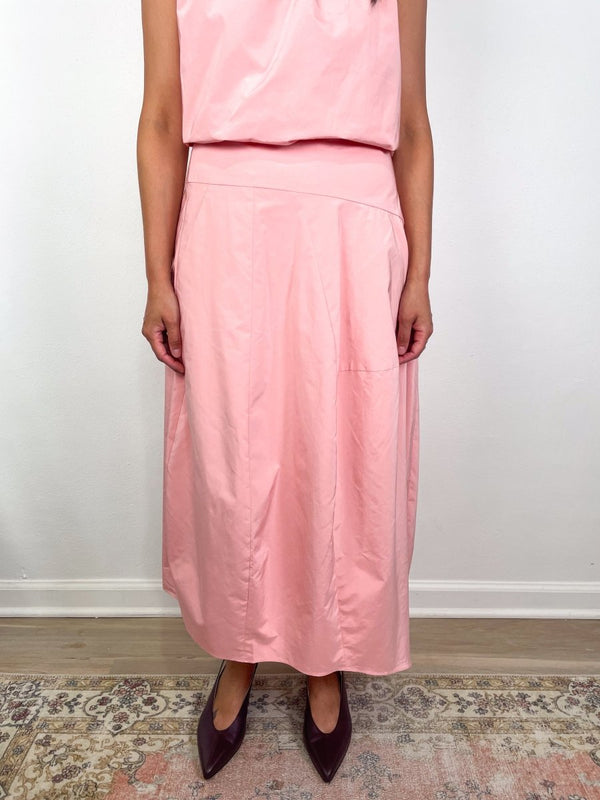 Nylon Asymmetrical Ballon Skirt in Pink - The Shoe Hive