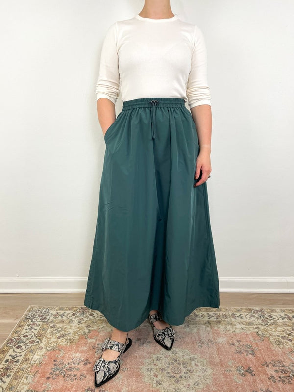 Nylon Maxi Skirt in Elm - The Shoe Hive